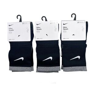 3 Nike Spark Running Socks Black Dri-FIT Cushioned Ankle Mens 10-11.5 W 11.5-13